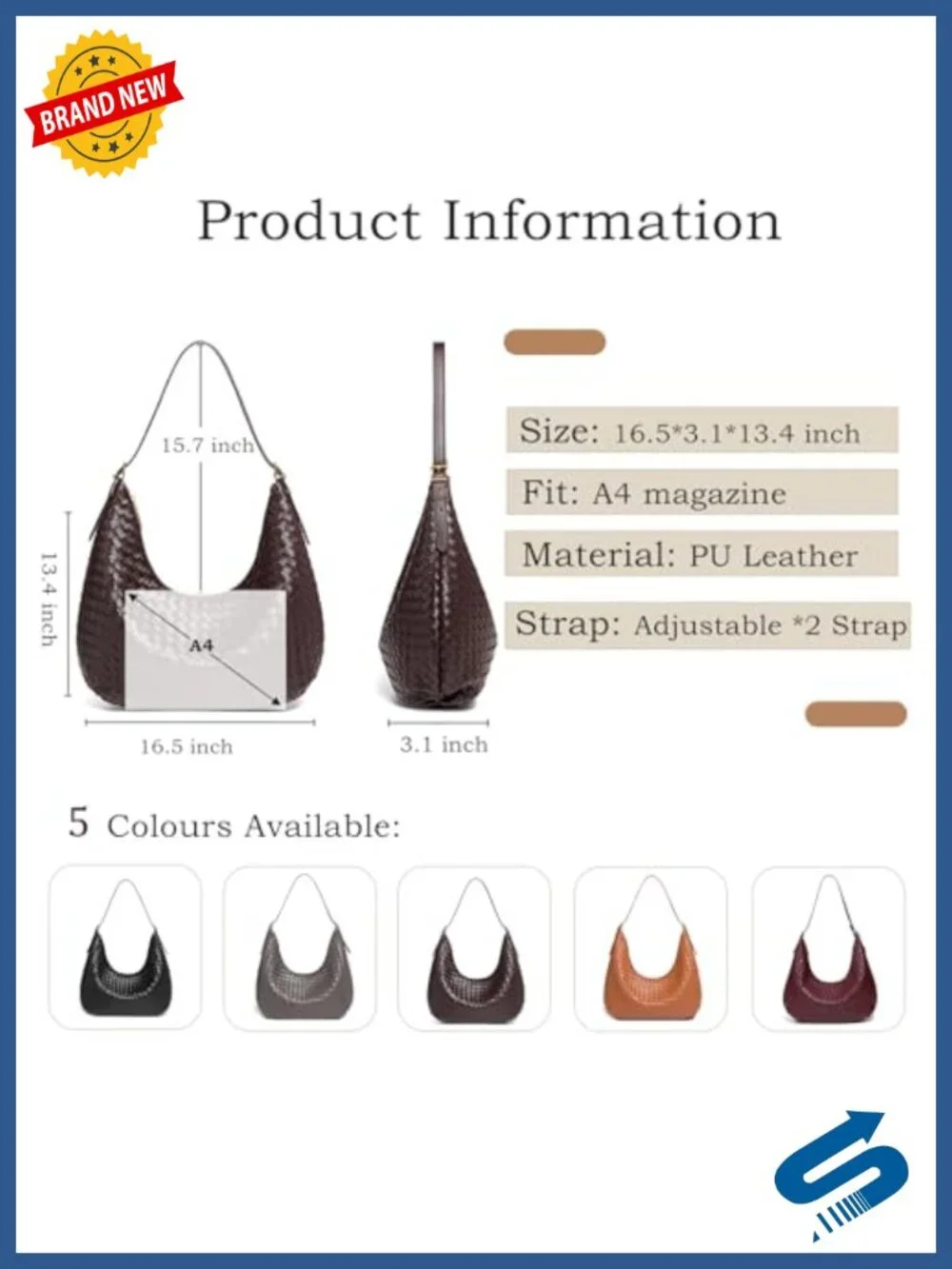 Woven Hobo Bag Large Vegan Leather Purse Crescent Shoulder Bag for Work Travel